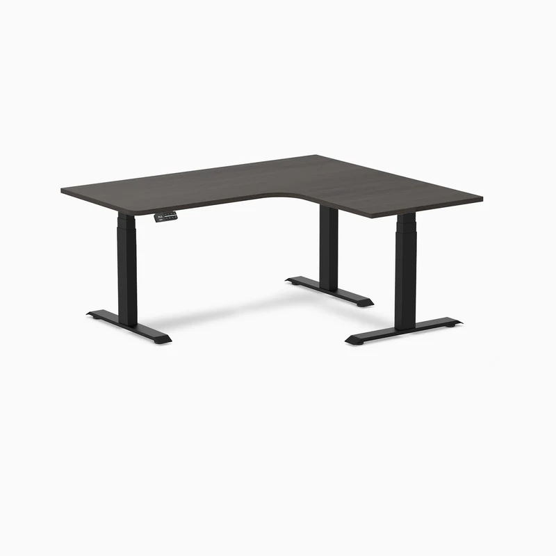 Desky L-Shape Curved Laminate Sit Stand Desk