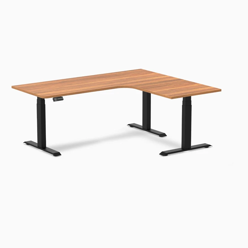 Desky L-Shape Curved Laminate Sit Stand Desk