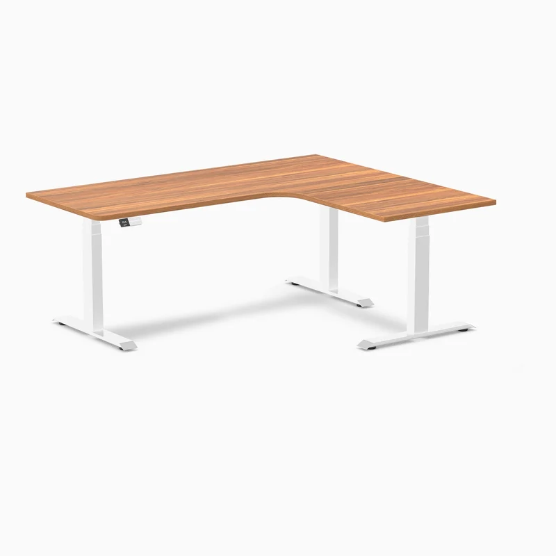 Desky L-Shape Curved Laminate Sit Stand Desk