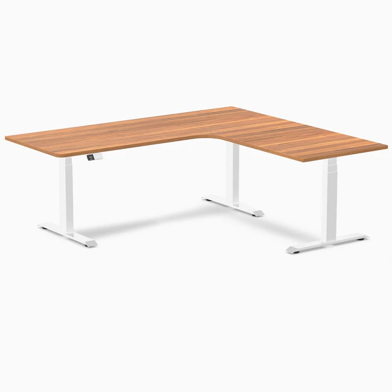 Desky L-Shape Curved Laminate Sit Stand Desk