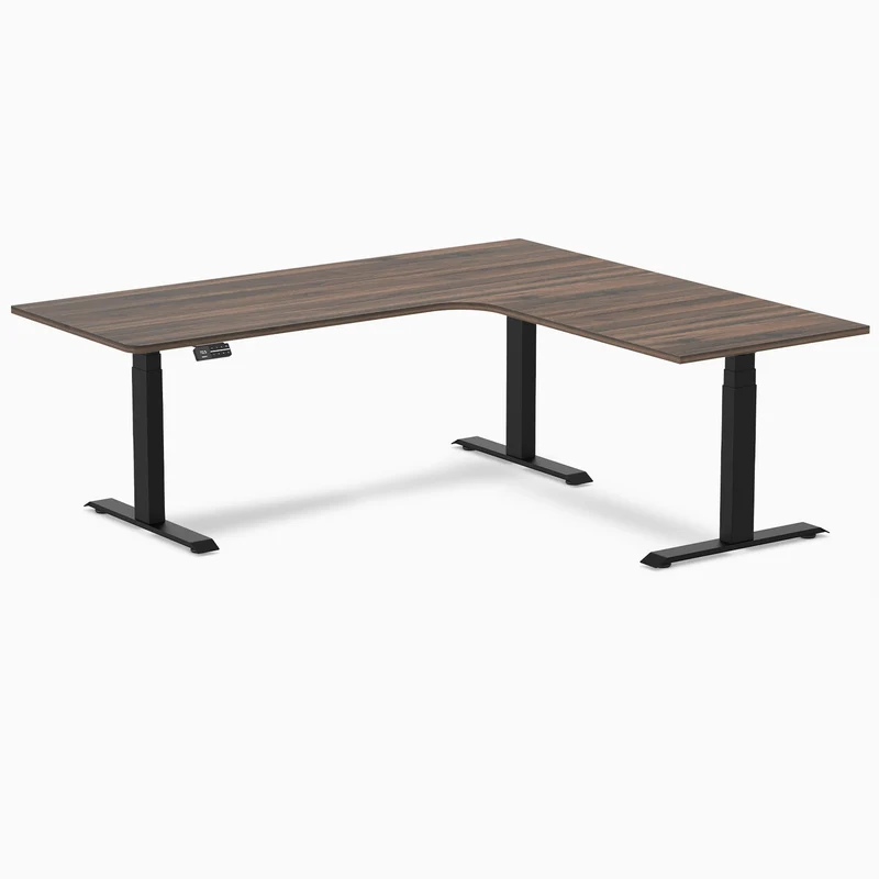 Desky L-Shape Curved Laminate Sit Stand Desk