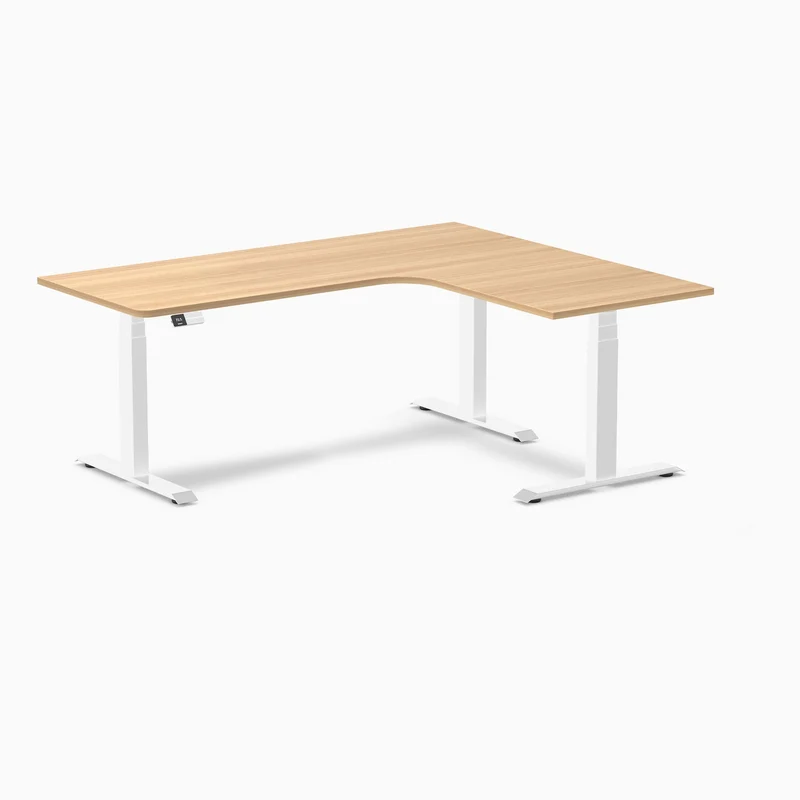 Desky L-Shape Curved Laminate Sit Stand Desk
