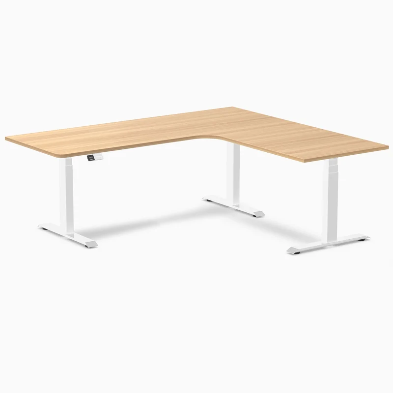 Desky L-Shape Curved Laminate Sit Stand Desk