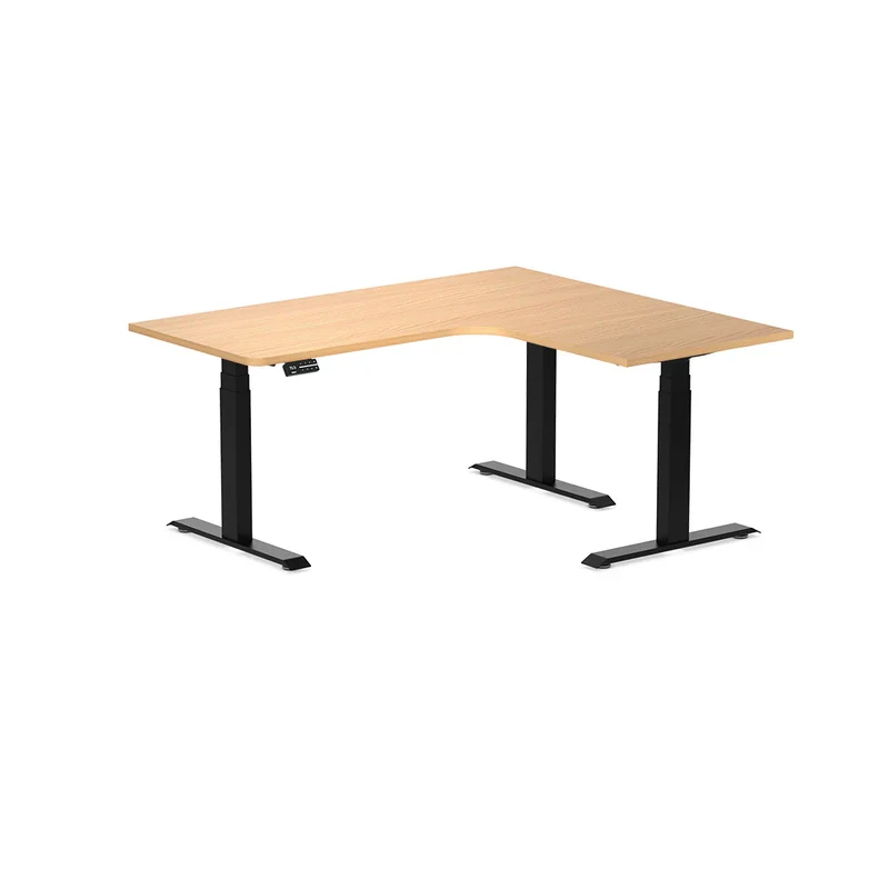 Desky L-Shape Curved Laminate Sit Stand Desk