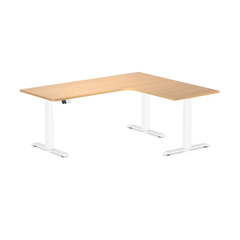 Desky L-Shape Curved Laminate Sit Stand Desk