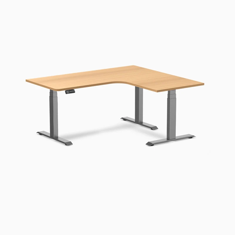 Desky L-Shape Curved Laminate Sit Stand Desk