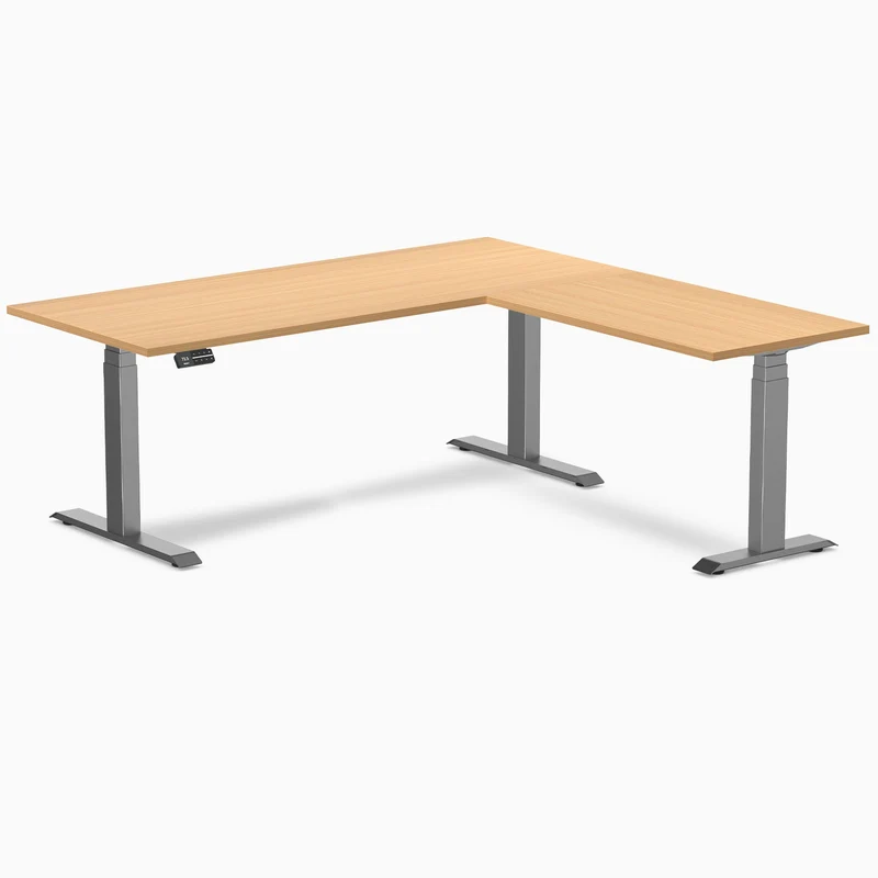Desky L-Shape Curved Laminate Sit Stand Desk