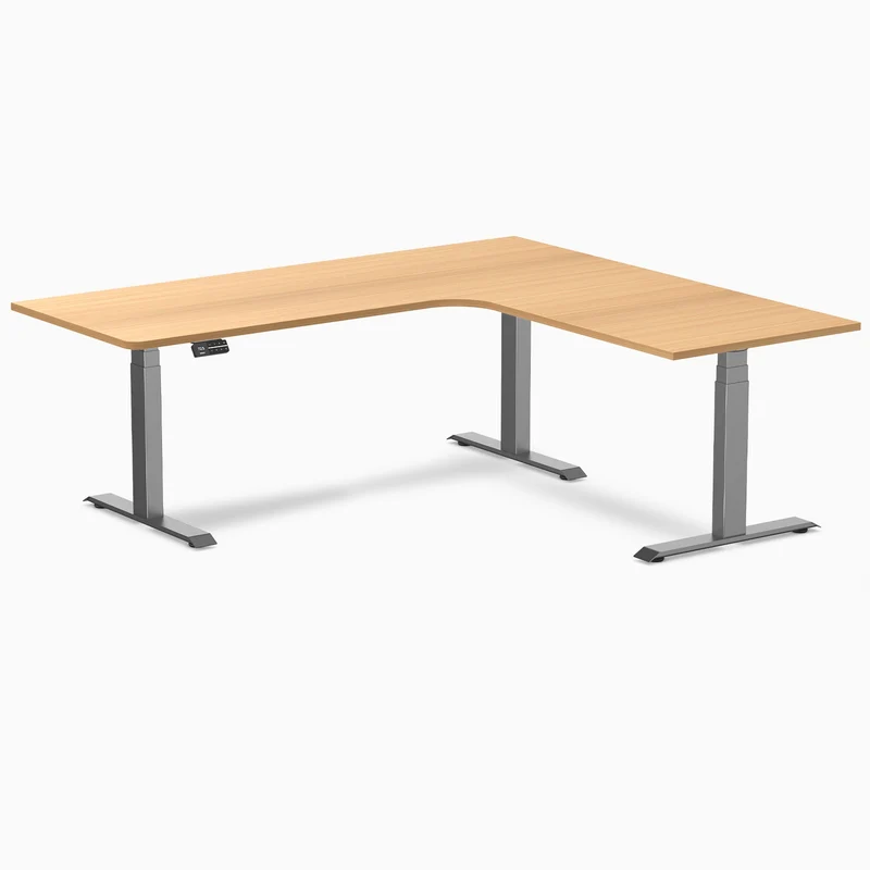 Desky L-Shape Curved Laminate Sit Stand Desk