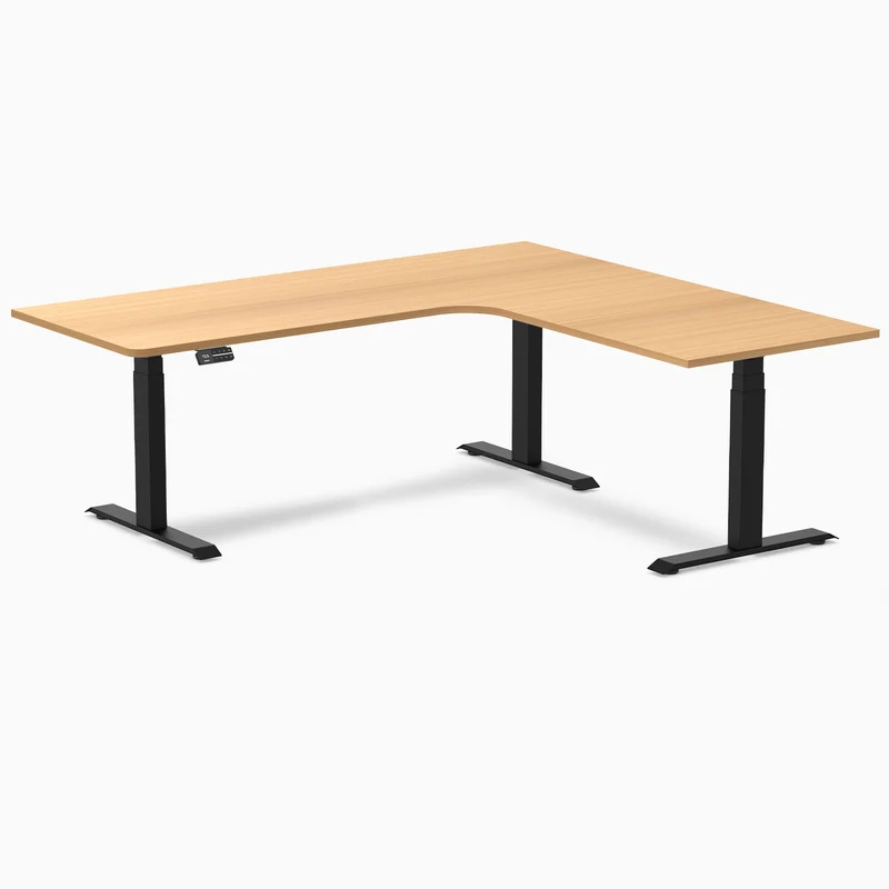 Desky L-Shape Curved Laminate Sit Stand Desk
