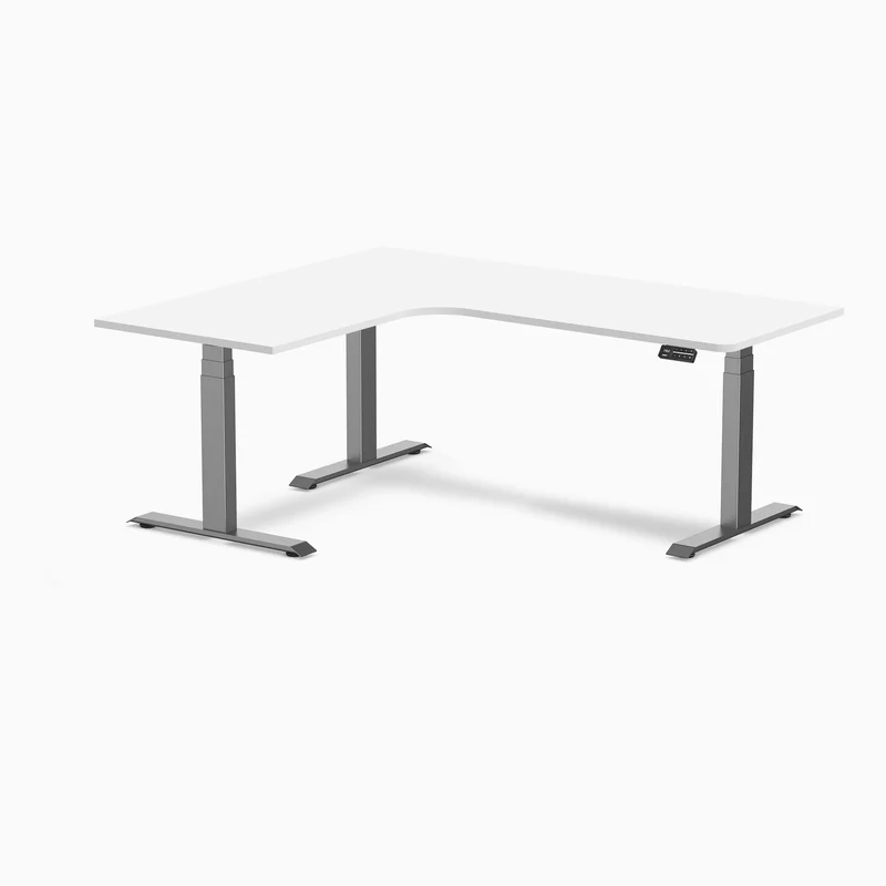Desky L-Shape Curved Laminate Sit Stand Desk