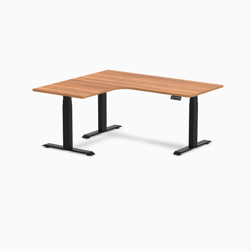 Desky L-Shape Curved Laminate Sit Stand Desk