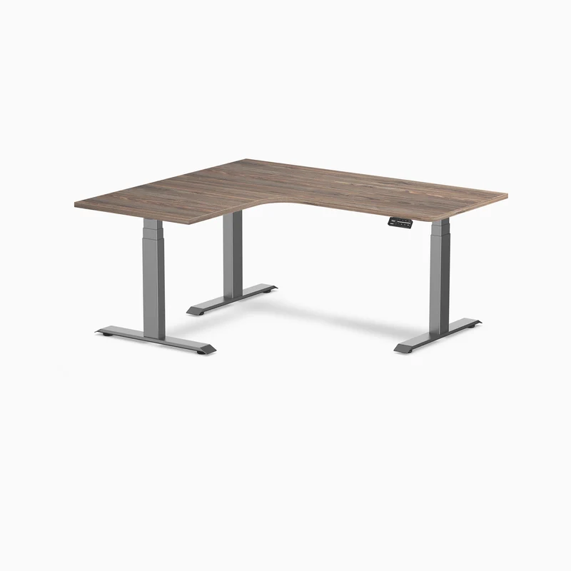 Desky L-Shape Curved Laminate Sit Stand Desk