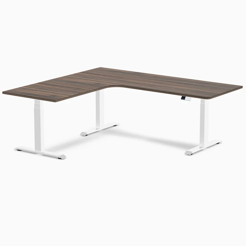 Desky L-Shape Curved Laminate Sit Stand Desk