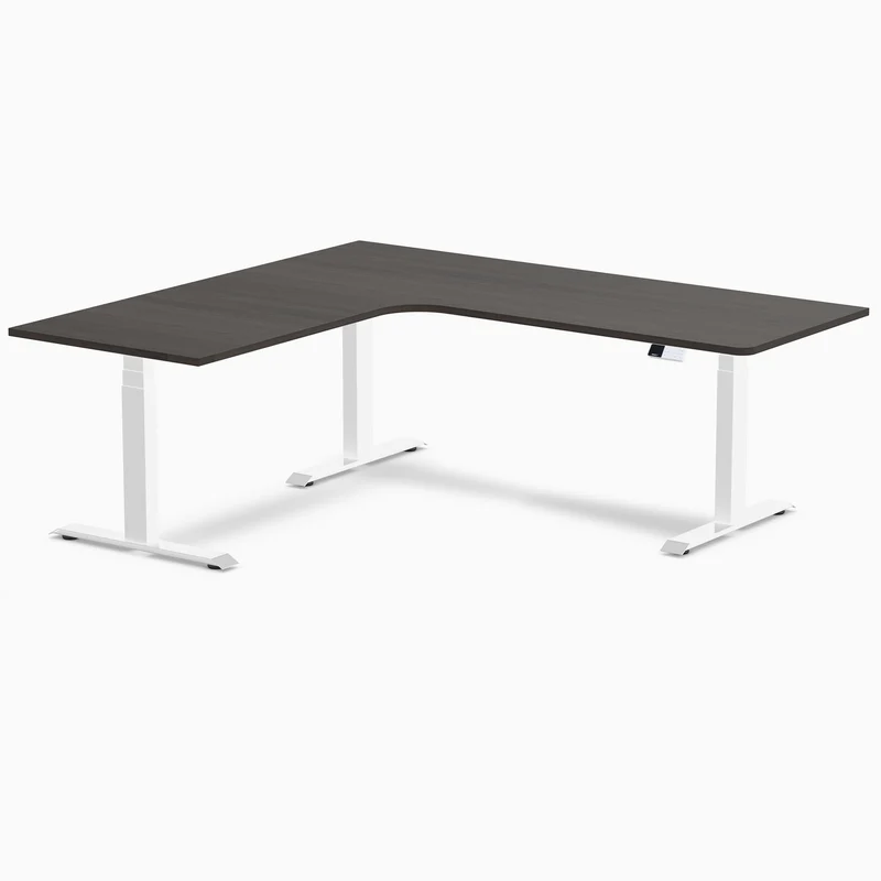 Desky L-Shape Curved Laminate Sit Stand Desk