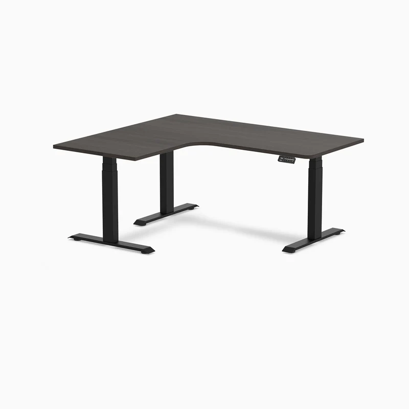 Desky L-Shape Curved Laminate Sit Stand Desk