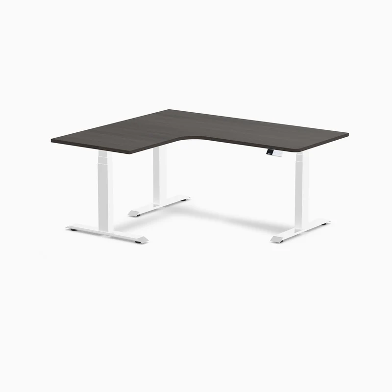 Desky L-Shape Curved Laminate Sit Stand Desk