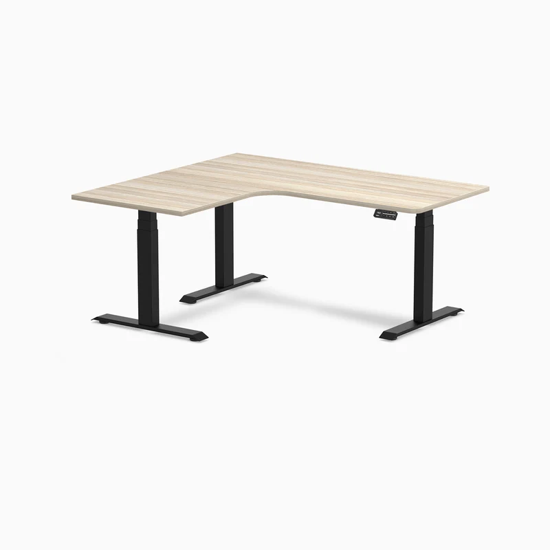 Desky L-Shape Curved Laminate Sit Stand Desk