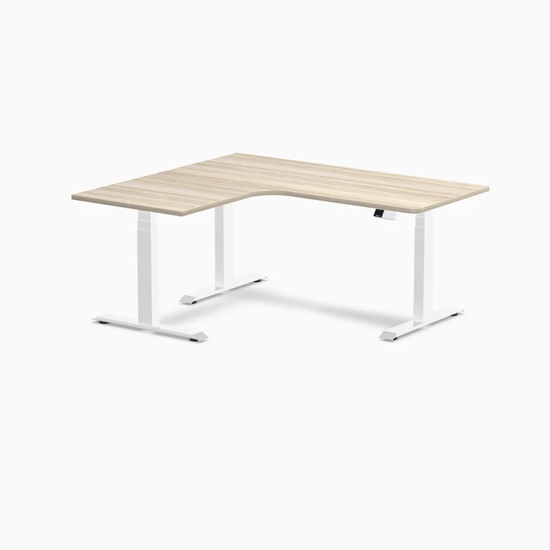 Desky L-Shape Curved Laminate Sit Stand Desk