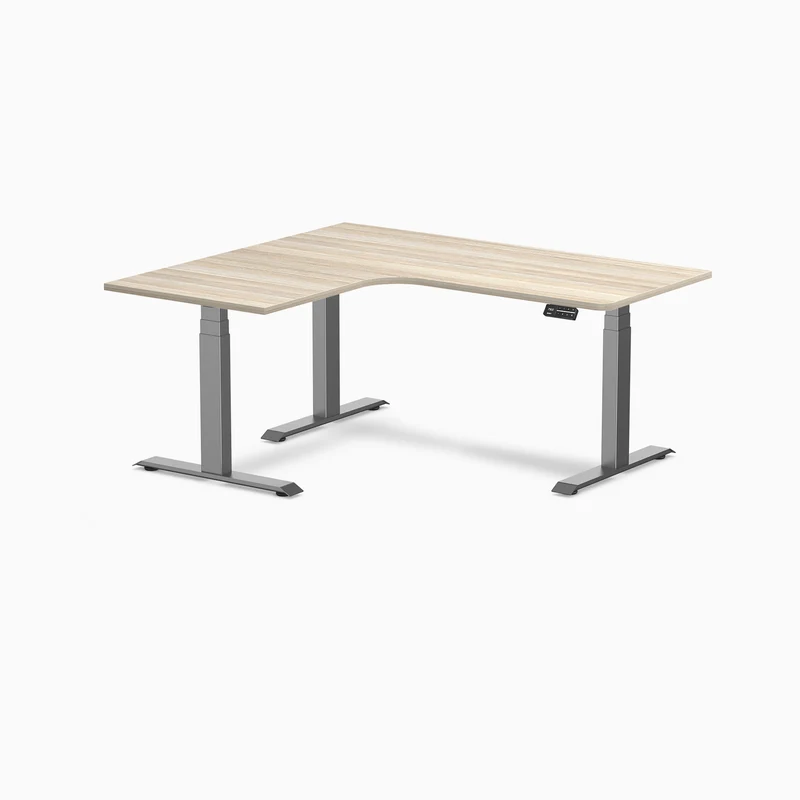 Desky L-Shape Curved Laminate Sit Stand Desk
