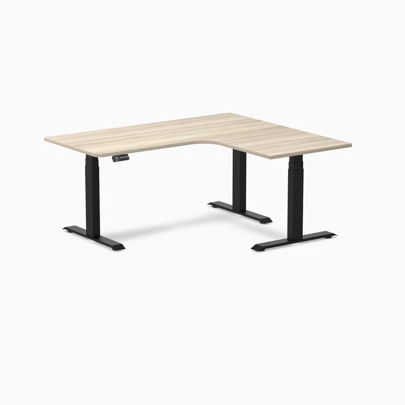 Desky L-Shape Curved Laminate Sit Stand Desk