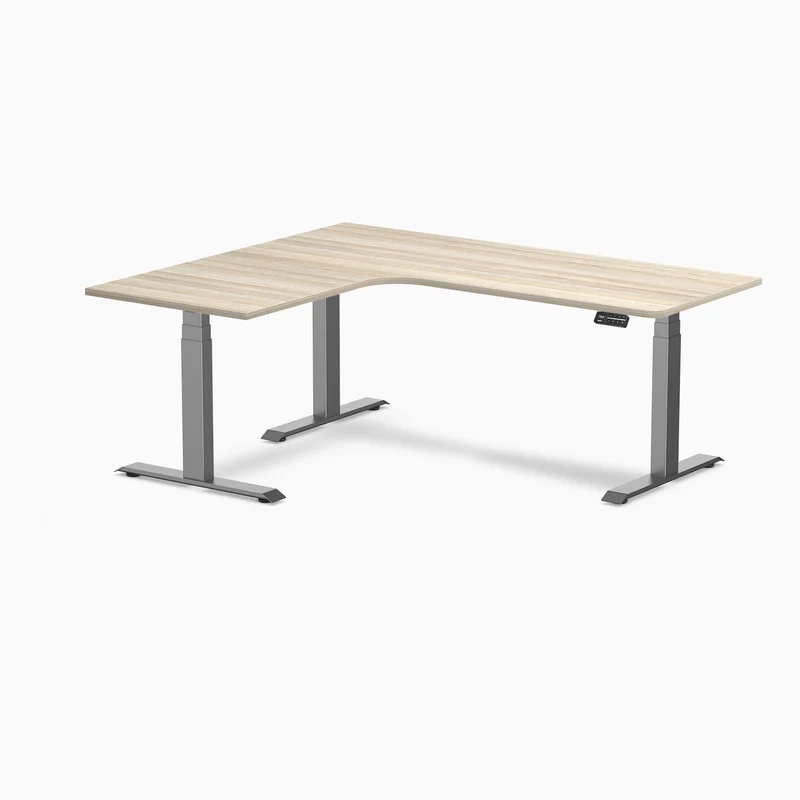Desky L-Shape Curved Laminate Sit Stand Desk