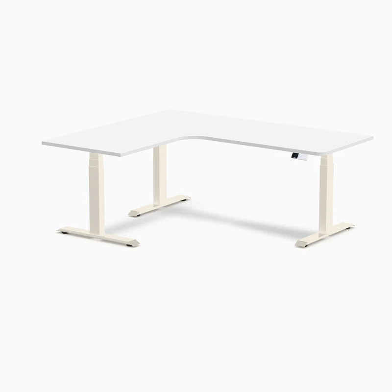 Desky L-Shape Curved Laminate Sit Stand Desk