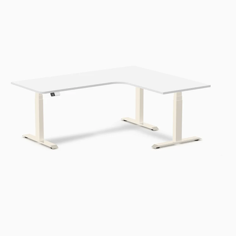 Desky L-Shape Curved Laminate Sit Stand Desk