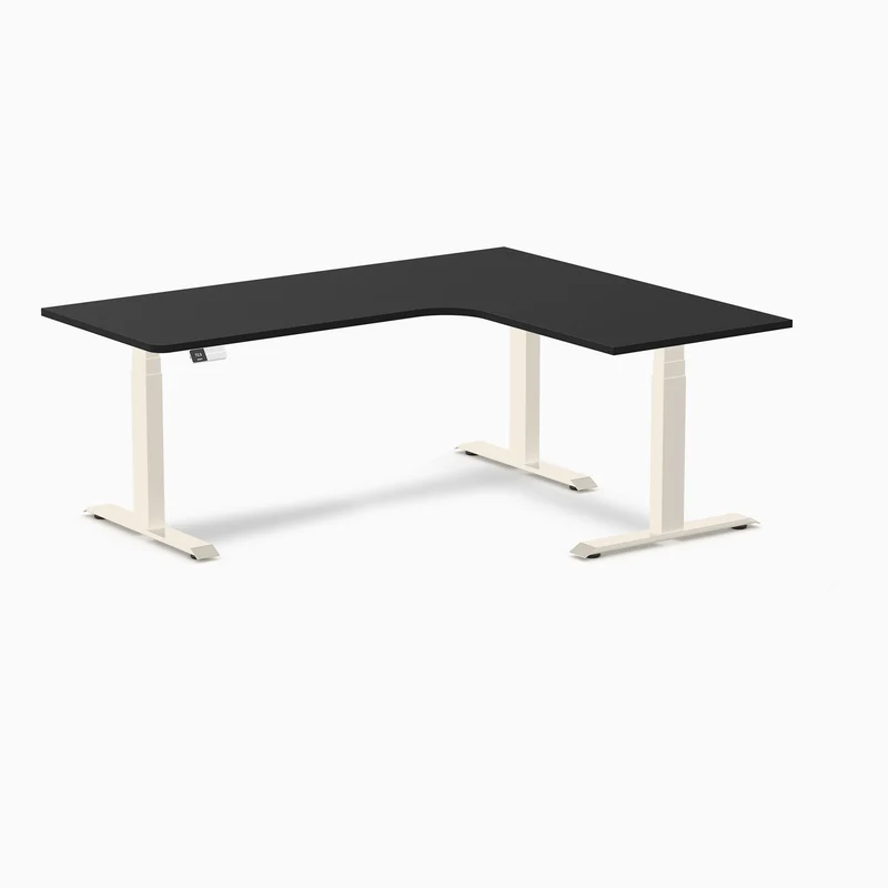 Desky L-Shape Curved Laminate Sit Stand Desk