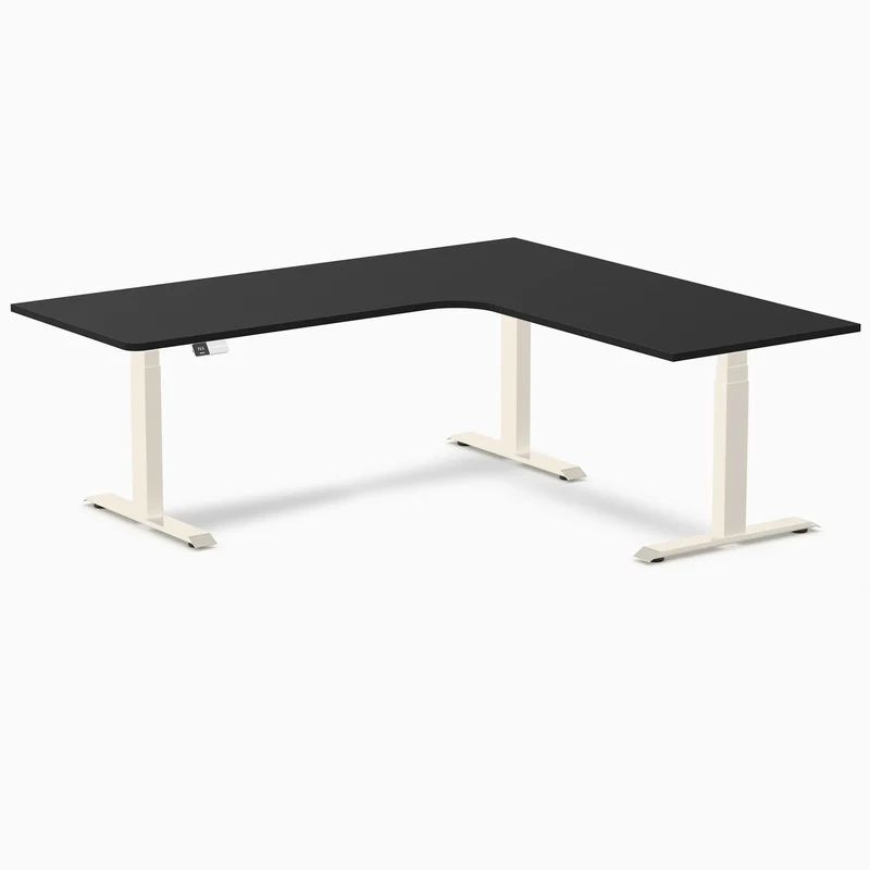 Desky L-Shape Curved Laminate Sit Stand Desk
