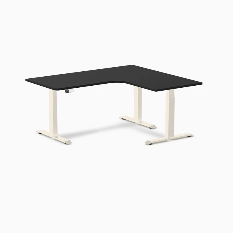 Desky L-Shape Curved Laminate Sit Stand Desk