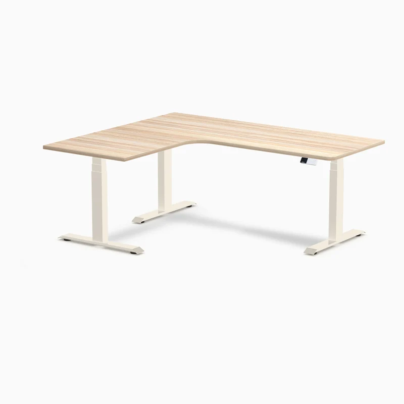 Desky L-Shape Curved Laminate Sit Stand Desk