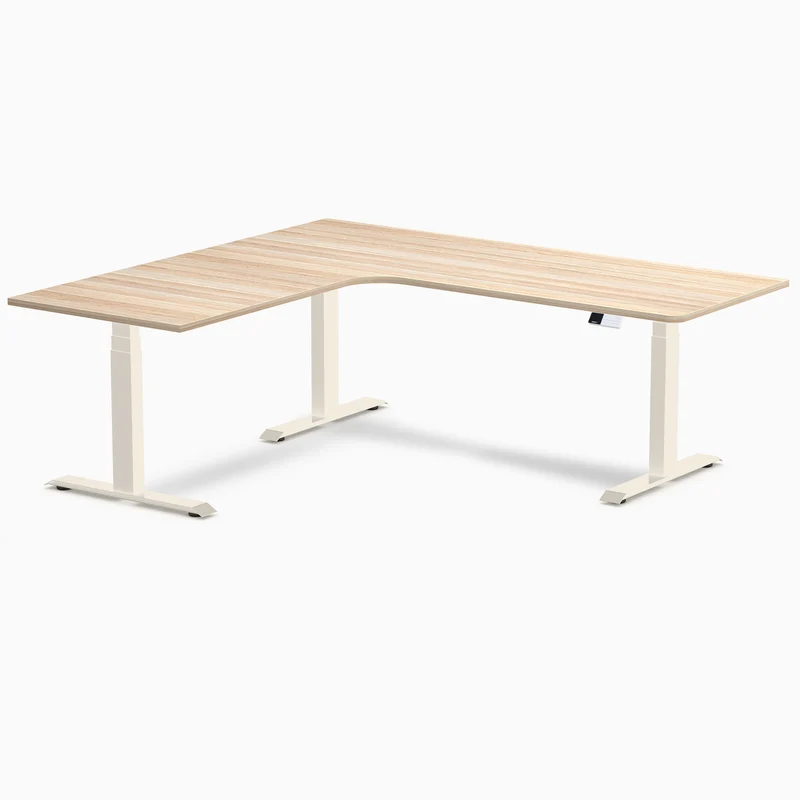 Desky L-Shape Curved Laminate Sit Stand Desk