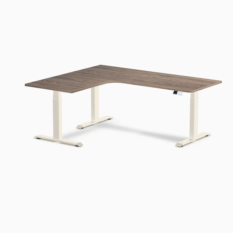 Desky L-Shape Curved Laminate Sit Stand Desk