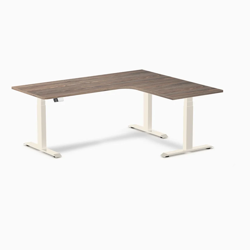 Desky L-Shape Curved Laminate Sit Stand Desk