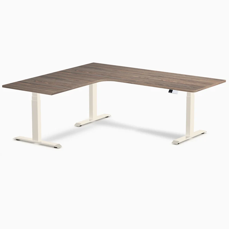 Desky L-Shape Curved Laminate Sit Stand Desk