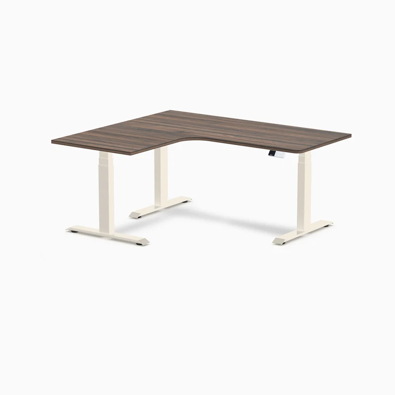 Desky L-Shape Curved Laminate Sit Stand Desk