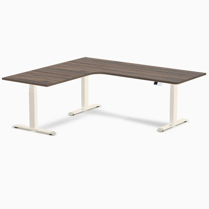 Desky L-Shape Curved Laminate Sit Stand Desk
