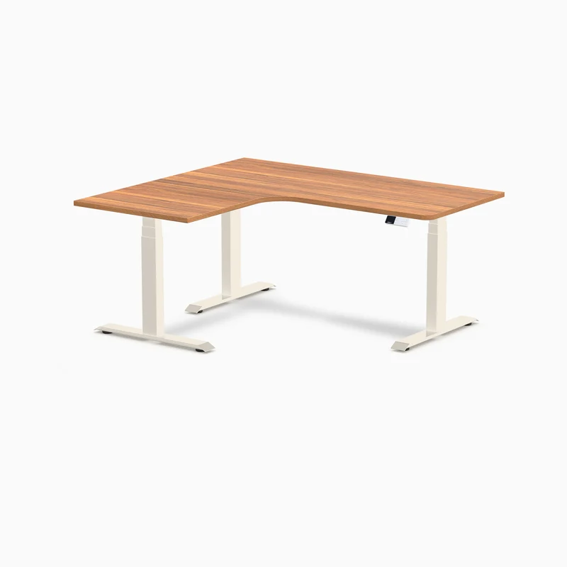 Desky L-Shape Curved Laminate Sit Stand Desk