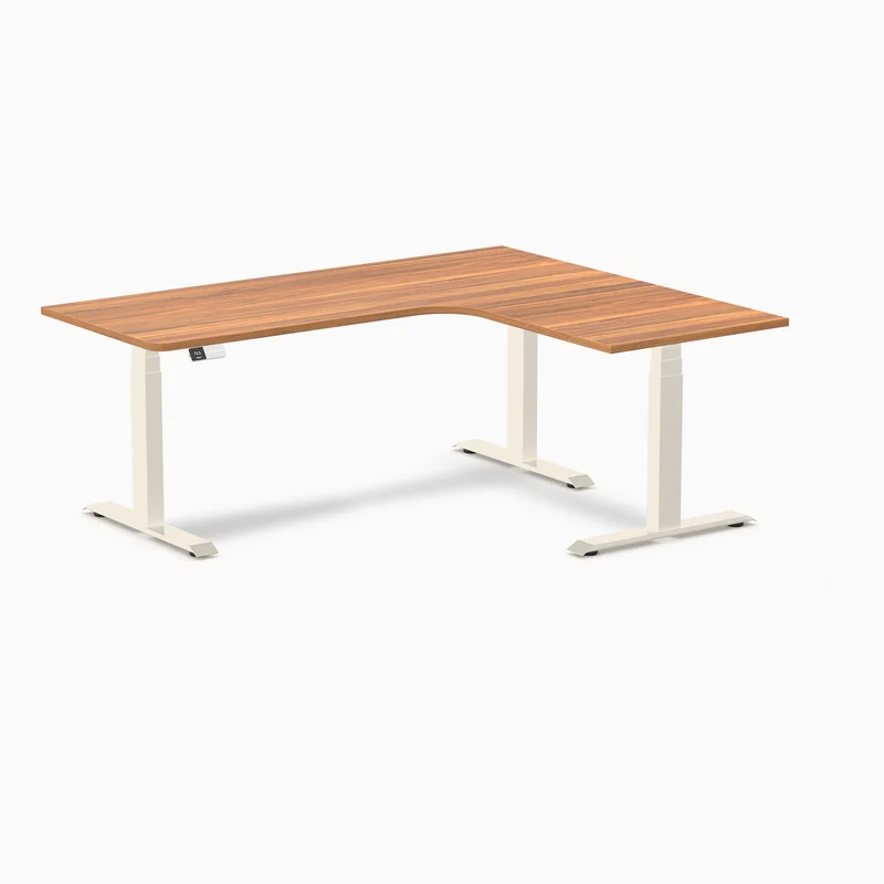 Desky L-Shape Curved Laminate Sit Stand Desk
