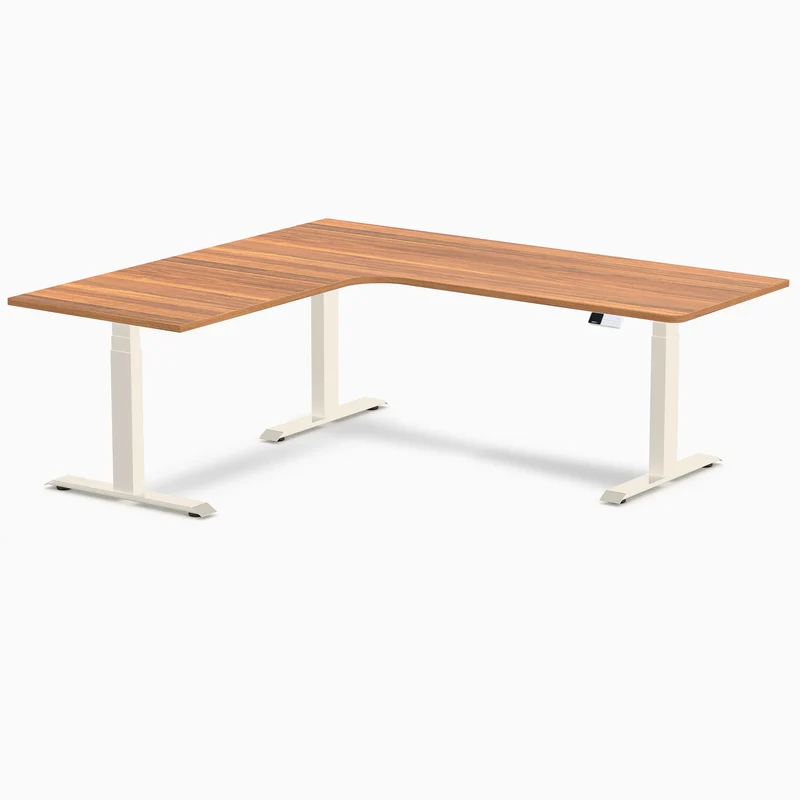 Desky L-Shape Curved Laminate Sit Stand Desk