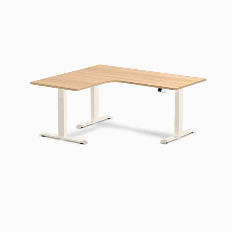 Desky L-Shape Curved Laminate Sit Stand Desk