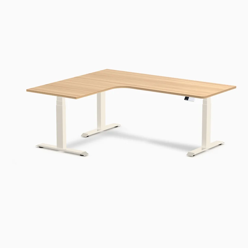 Desky L-Shape Curved Laminate Sit Stand Desk