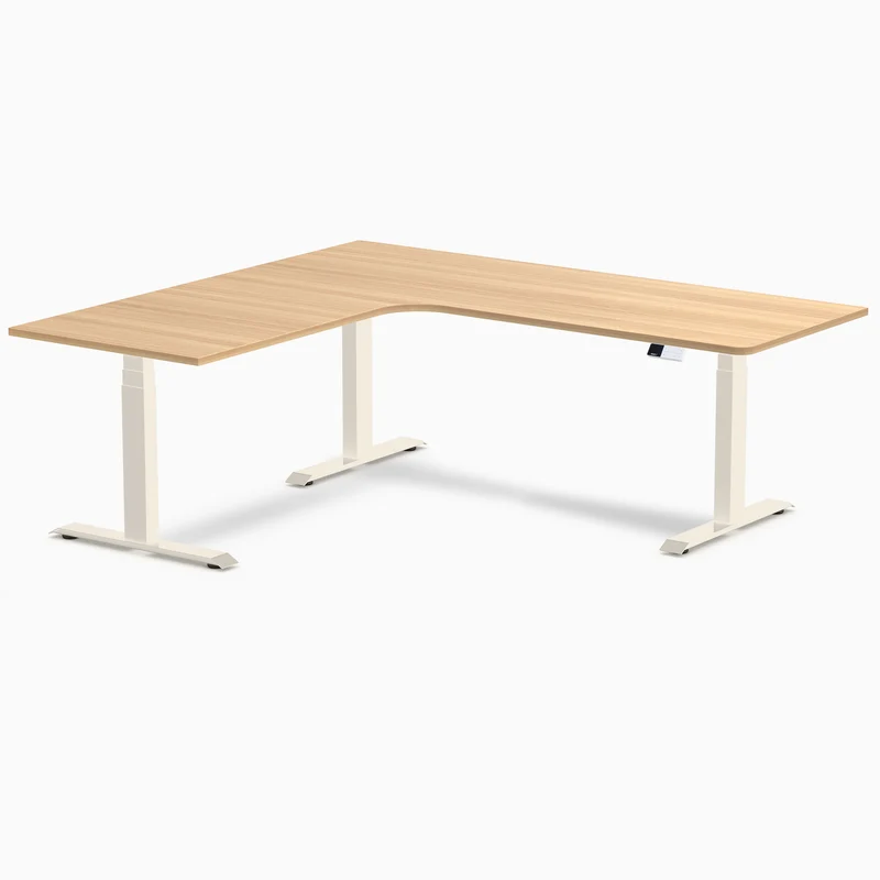 Desky L-Shape Curved Laminate Sit Stand Desk