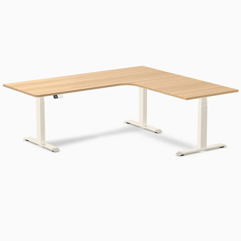 Desky L-Shape Curved Laminate Sit Stand Desk