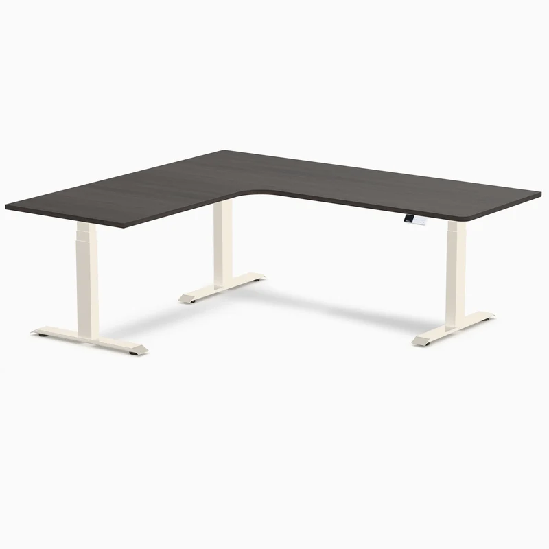 Desky L-Shape Curved Laminate Sit Stand Desk