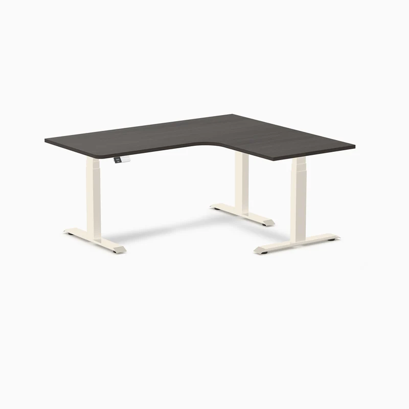 Desky L-Shape Curved Laminate Sit Stand Desk