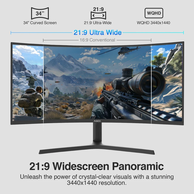 AGEX AG34P 34" 240Hz Ultrawide Curved Gaming Monitor