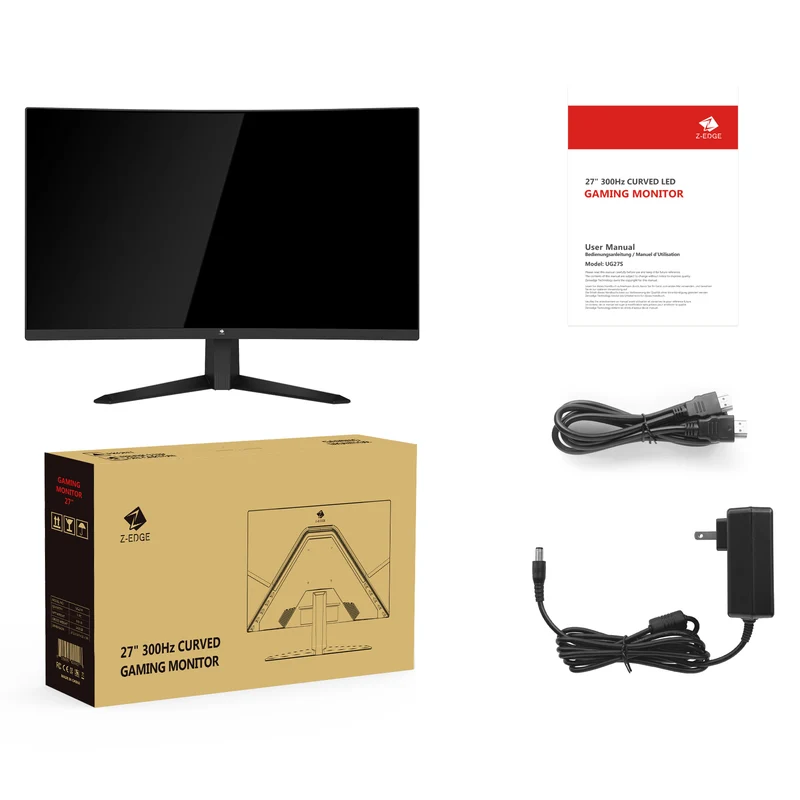 Refurbished: 27" 300Hz Curved Gaming Monitor, 1ms 16:9 FHD 1080P Frameless Curved Monitor