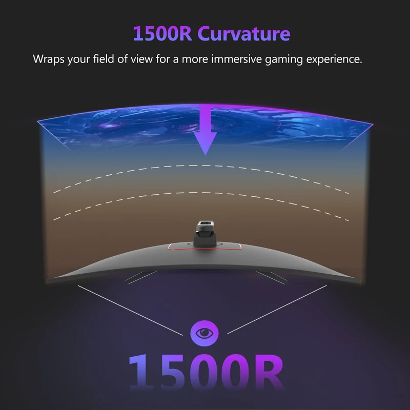 Refurbished: 27" 300Hz Curved Gaming Monitor Full HD 1080P, Black