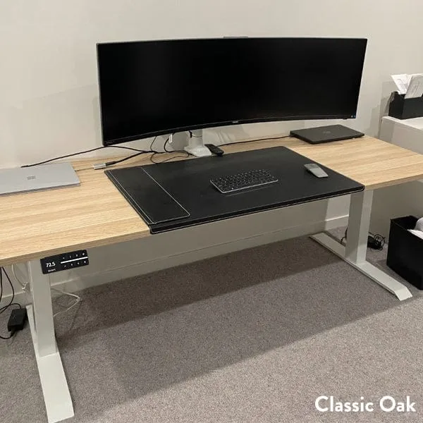 Desky Dual Scalloped Laminate Sit Stand Desk